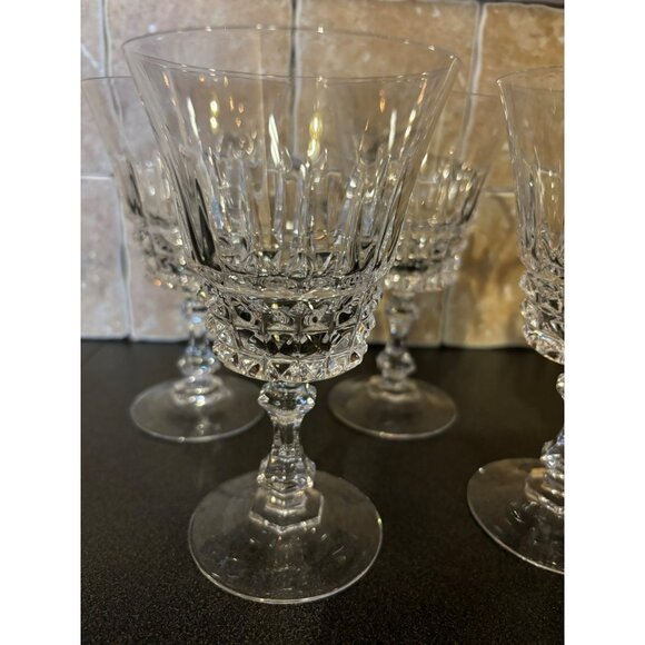 Cristal d'Arques Taille Set Of 4 Vtg Crystal Wine Glasses - Picture 3 of 5